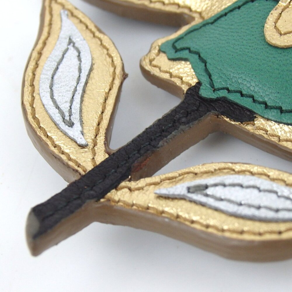 Authentic Miu Miu Flower Motif Key Ring Leather [… - image 3